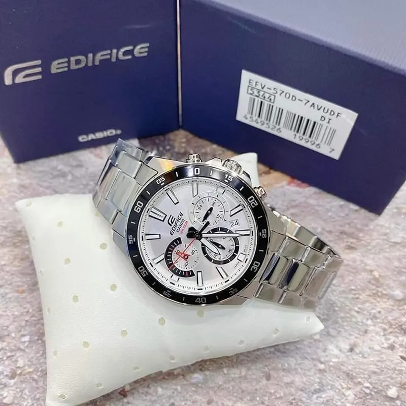 Casio Edifice Standard Chronograph White Dial Men's Watch- EFV-570D-7AV